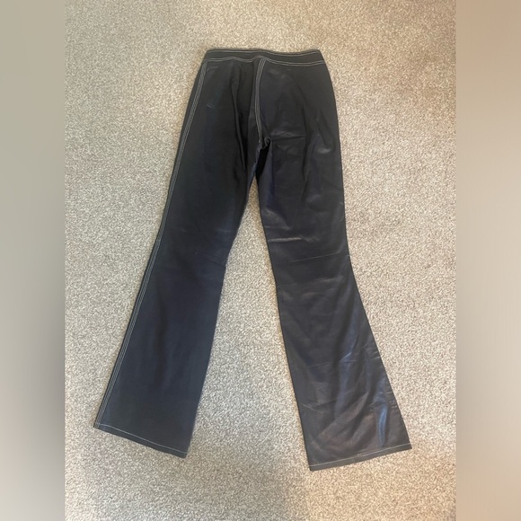 Ralph Lauren Purple Label Vintage Leather Flare Pants Lace Up Tie Front Runway 6 - Picture 10 of 14